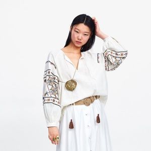 Zara embroidered blouse